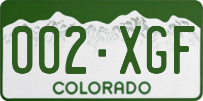 CO license plate 002XGF
