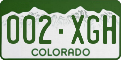 CO license plate 002XGH