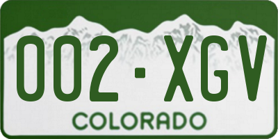 CO license plate 002XGV