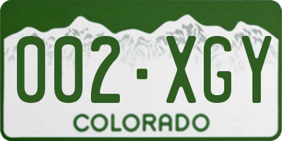 CO license plate 002XGY