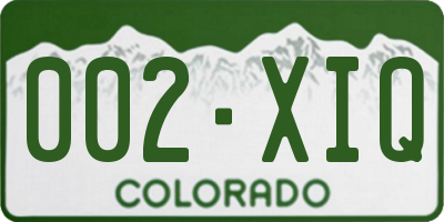 CO license plate 002XIQ