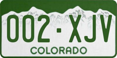 CO license plate 002XJV