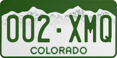 CO license plate 002XMQ