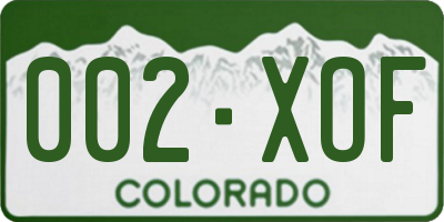 CO license plate 002XOF