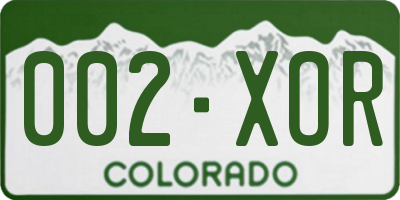 CO license plate 002XOR