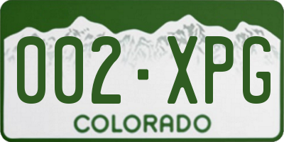 CO license plate 002XPG
