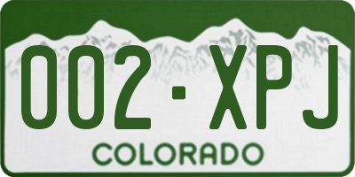 CO license plate 002XPJ