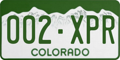 CO license plate 002XPR