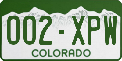 CO license plate 002XPW