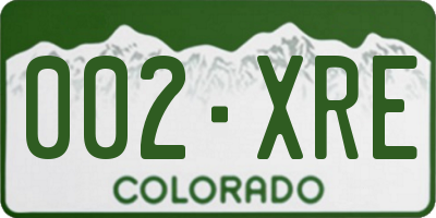 CO license plate 002XRE