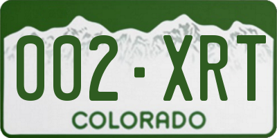 CO license plate 002XRT