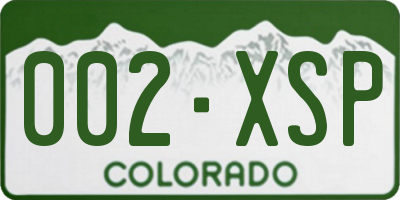 CO license plate 002XSP