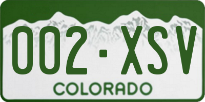 CO license plate 002XSV