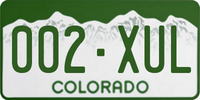 CO license plate 002XUL