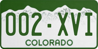 CO license plate 002XVI