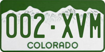CO license plate 002XVM