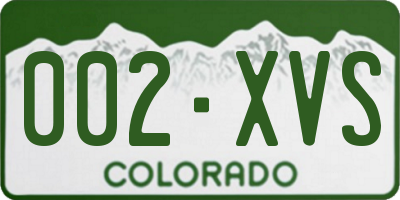 CO license plate 002XVS