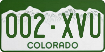 CO license plate 002XVU