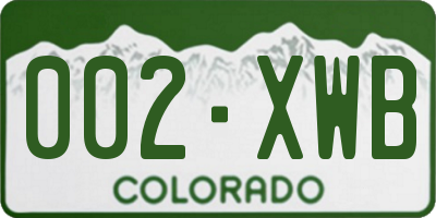 CO license plate 002XWB