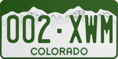 CO license plate 002XWM