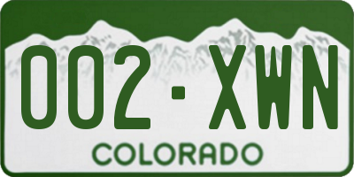 CO license plate 002XWN