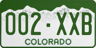CO license plate 002XXB