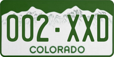CO license plate 002XXD
