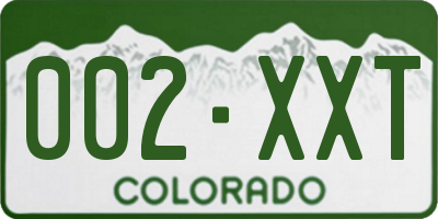 CO license plate 002XXT