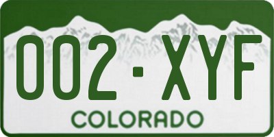 CO license plate 002XYF