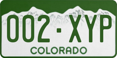 CO license plate 002XYP