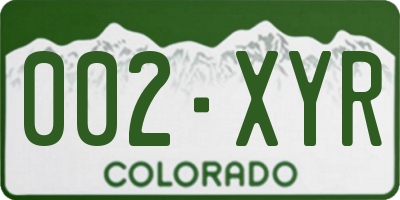 CO license plate 002XYR