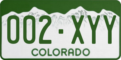 CO license plate 002XYY