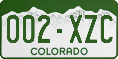CO license plate 002XZC