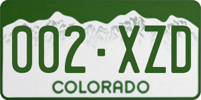 CO license plate 002XZD
