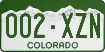 CO license plate 002XZN