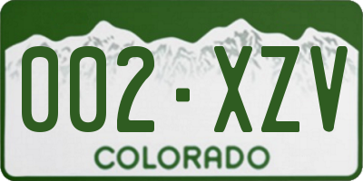 CO license plate 002XZV