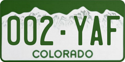 CO license plate 002YAF
