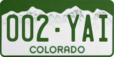 CO license plate 002YAI
