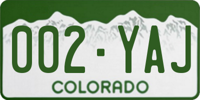 CO license plate 002YAJ