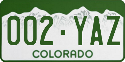 CO license plate 002YAZ