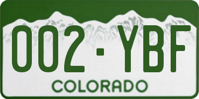 CO license plate 002YBF