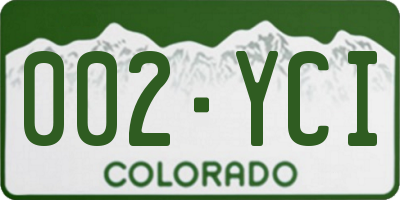 CO license plate 002YCI