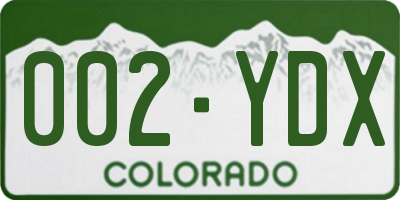 CO license plate 002YDX