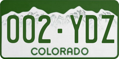 CO license plate 002YDZ