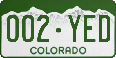CO license plate 002YED