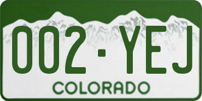 CO license plate 002YEJ