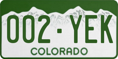 CO license plate 002YEK
