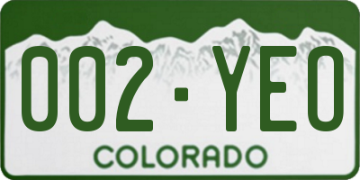 CO license plate 002YEO