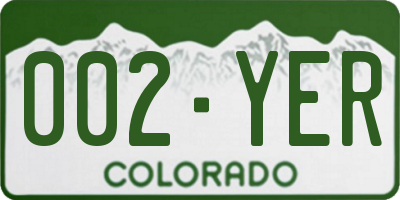 CO license plate 002YER