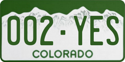 CO license plate 002YES